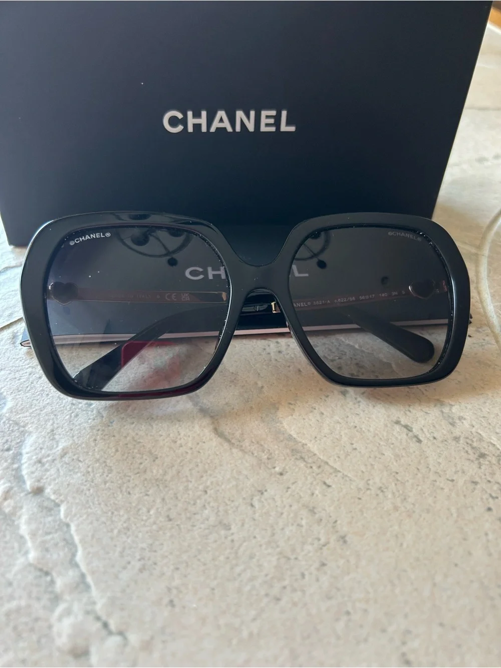 CHANEL Black Oversized Square Gradient Sunglasses